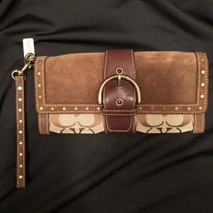 Coach monogram wristlet wallet